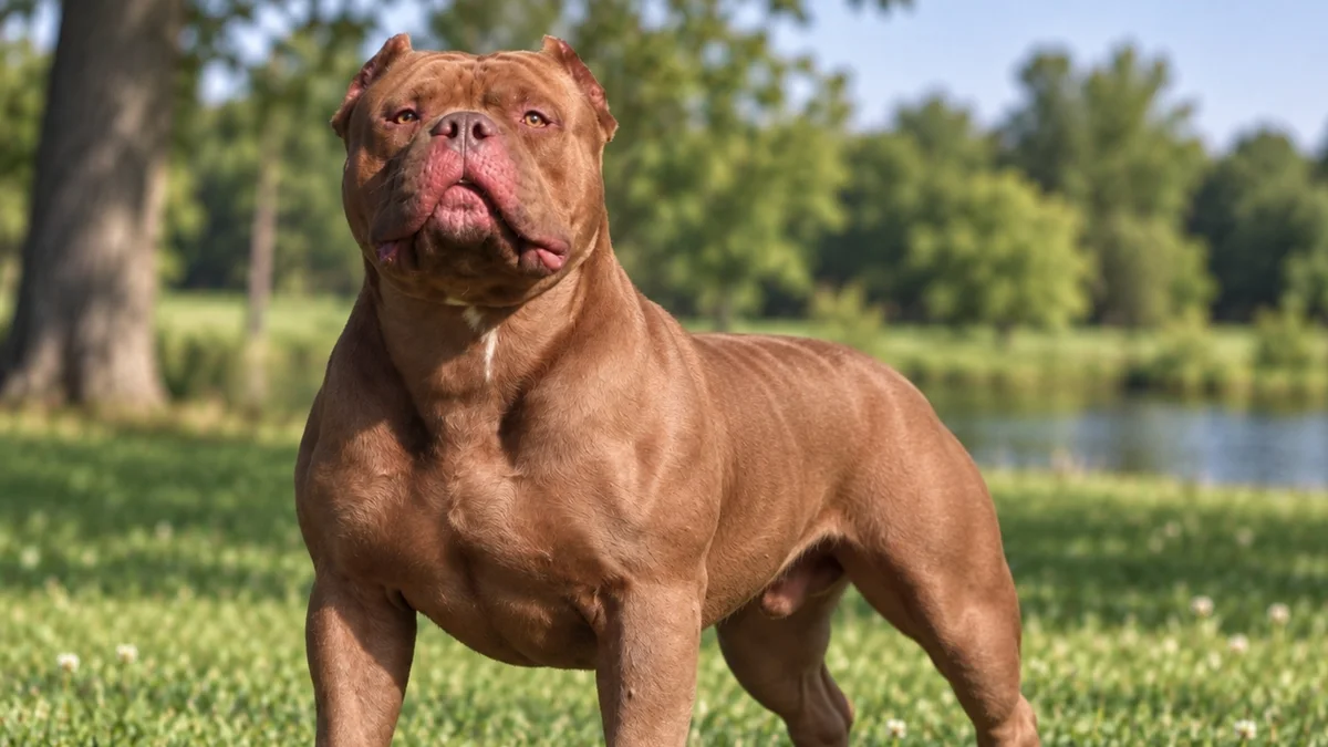 Un American Bully à l'extérieur