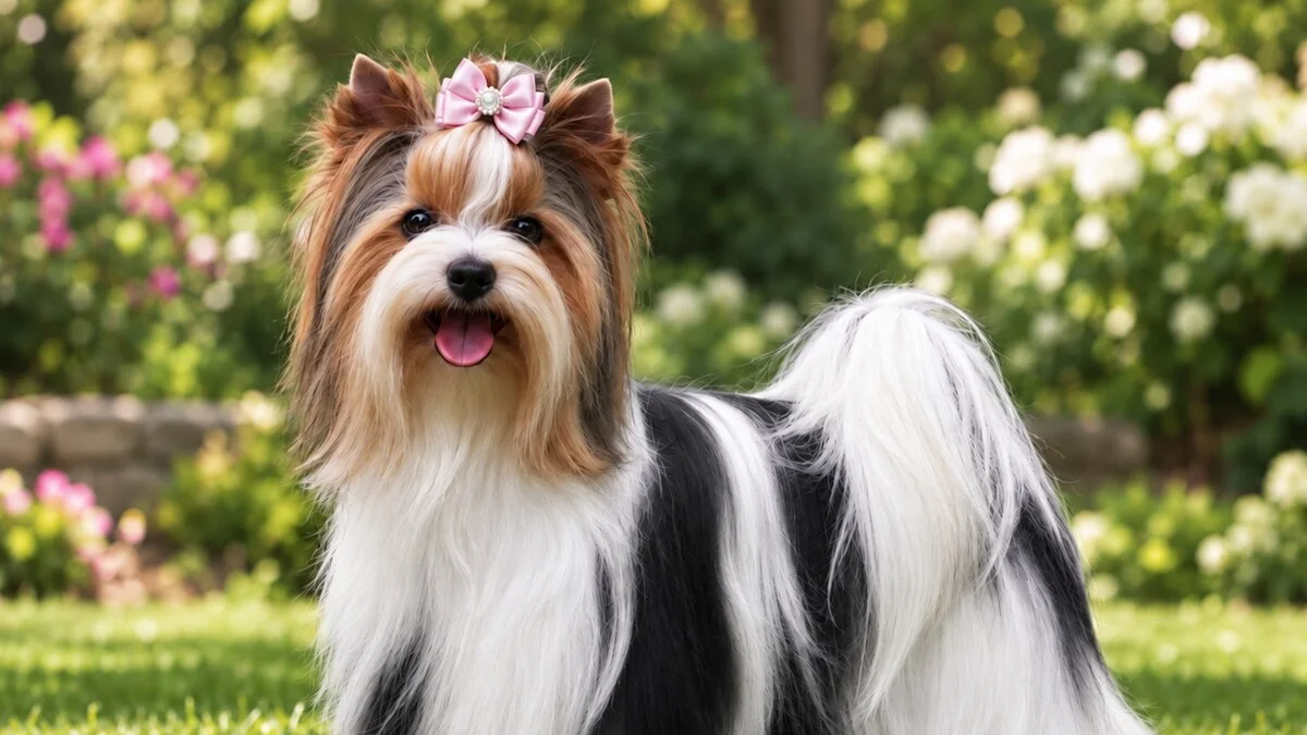 Un Biewer Terrier à l'extérieur