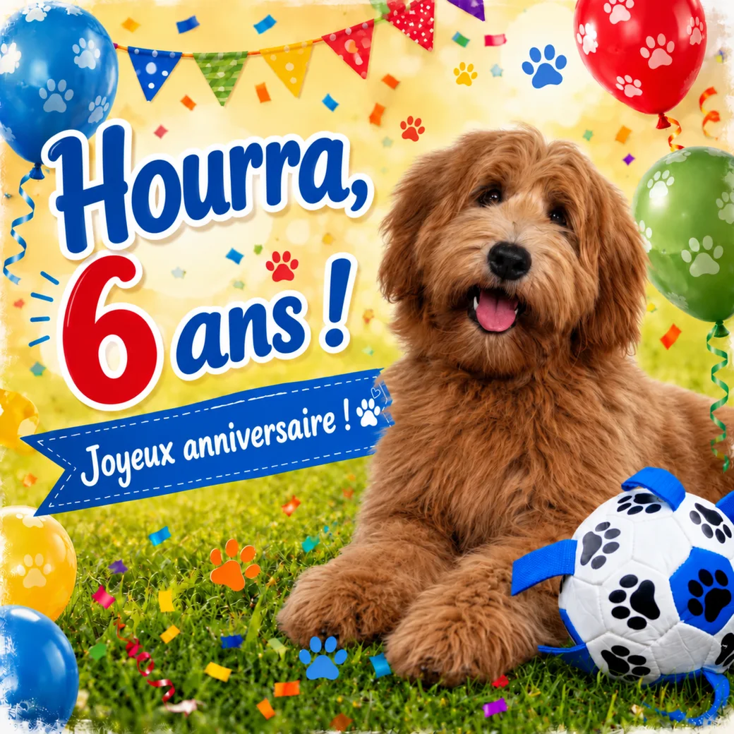 Exemple de carte d’anniversaire personnelle pour un chien